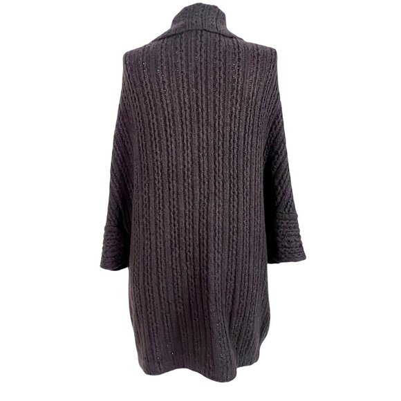 CAbi Oversized Brown Cable Knit Cardigan Sweater XS/S Cape Sleeve Open Front - Picture 8 of 13